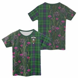 ScotsTee Shop Scottish Duncan Family Crest Tartan T-shirt Scottish Thistle Flower Half Style
