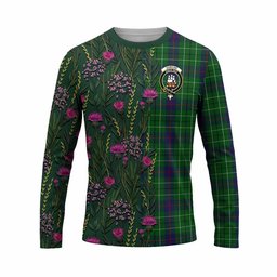 ScotsTee Shop Scottish Duncan Family Crest Tartan T-shirt Scottish Thistle Flower Half Style