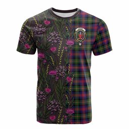 ScotsTee Shop Scottish Logan Family Crest Tartan T-shirt Scottish Thistle Flower Half Style