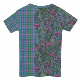 ScotsTee Shop Scottish Pitcairn Family Crest Tartan T-shirt Scottish Thistle Flower Half Style