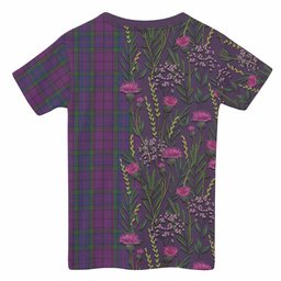 ScotsTee Shop Scottish Wardlaw Family Crest Tartan T-shirt Scottish Thistle Flower Half Style