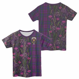 ScotsTee Shop Scottish Wardlaw Family Crest Tartan T-shirt Scottish Thistle Flower Half Style