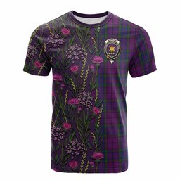 ScotsTee Shop Scottish Wardlaw Family Crest Tartan T-shirt Scottish Thistle Flower Half Style