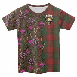 ScotsTee Shop Scottish Stewart (Stuart) of Appin Family Crest Tartan T-shirt Scottish Thistle Flower Half Style