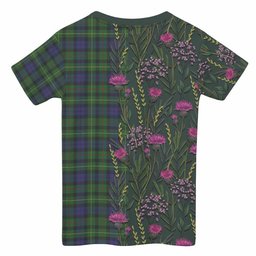 ScotsTee Shop Scottish Rollo Family Crest Tartan T-shirt Scottish Thistle Flower Half Style