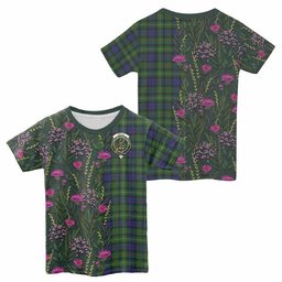 ScotsTee Shop Scottish Rollo Family Crest Tartan T-shirt Scottish Thistle Flower Half Style