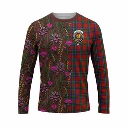ScotsTee Shop Scottish Sinclair Family Crest Tartan T-shirt Scottish Thistle Flower Half Style