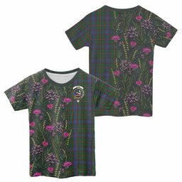 ScotsTee Shop Scottish Skene Family Crest Tartan T-shirt Scottish Thistle Flower Half Style