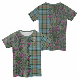 ScotsTee Shop Scottish Walkinshaw Family Crest Tartan T-shirt Scottish Thistle Flower Half Style