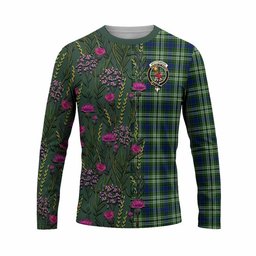 ScotsTee Shop Scottish Spottiswood Family Crest Tartan T-shirt Scottish Thistle Flower Half Style