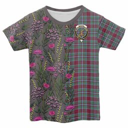 ScotsTee Shop Scottish Spence (Spens) Family Crest Tartan T-shirt Scottish Thistle Flower Half Style