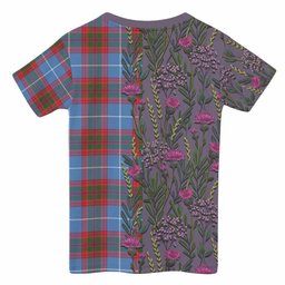 ScotsTee Shop Scottish Preston Family Crest Tartan T-shirt Scottish Thistle Flower Half Style