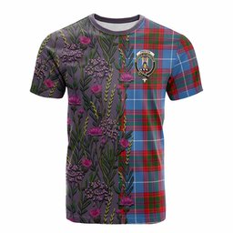 ScotsTee Shop Scottish Preston Family Crest Tartan T-shirt Scottish Thistle Flower Half Style