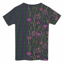 ScotsTee Shop Scottish Urquhart Family Crest Tartan T-shirt Scottish Thistle Flower Half Style