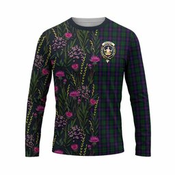 ScotsTee Shop Scottish Urquhart Family Crest Tartan T-shirt Scottish Thistle Flower Half Style