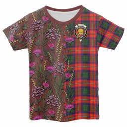 ScotsTee Shop Scottish Wauchope Family Crest Tartan T-shirt Scottish Thistle Flower Half Style