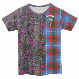 ScotsTee Shop Scottish Trotter Family Crest Tartan T-shirt Scottish Thistle Flower Half Style