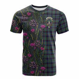 ScotsTee Shop Scottish Stephenson (Stevenson) Family Crest Tartan T-shirt Scottish Thistle Flower Half Style