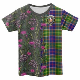 ScotsTee Shop Scottish Whitefoord Family Crest Tartan T-shirt Scottish Thistle Flower Half Style