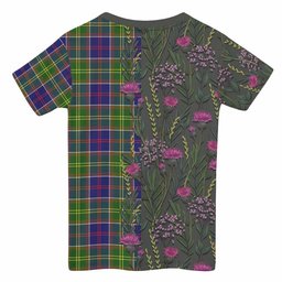 ScotsTee Shop Scottish Whitefoord Family Crest Tartan T-shirt Scottish Thistle Flower Half Style