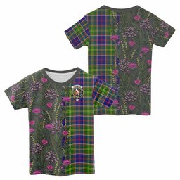 ScotsTee Shop Scottish Whitefoord Family Crest Tartan T-shirt Scottish Thistle Flower Half Style