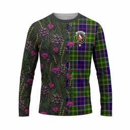 ScotsTee Shop Scottish Whitefoord Family Crest Tartan T-shirt Scottish Thistle Flower Half Style