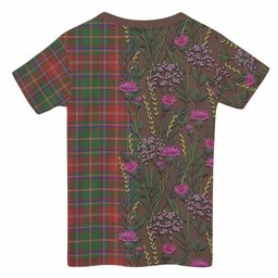 ScotsTee Shop Scottish Somerville Family Crest Tartan T-shirt Scottish Thistle Flower Half Style