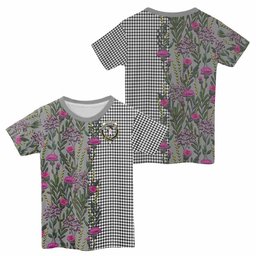 ScotsTee Shop Scottish Shepherd Family Crest Tartan T-shirt Scottish Thistle Flower Half Style