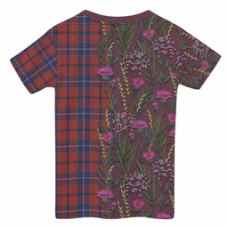 ScotsTee Shop Scottish Wishart Family Crest Tartan T-shirt Scottish Thistle Flower Half Style
