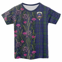 ScotsTee Shop Scottish Weir Family Crest Tartan T-shirt Scottish Thistle Flower Half Style