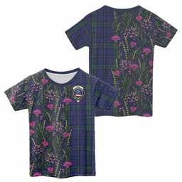 ScotsTee Shop Scottish Weir Family Crest Tartan T-shirt Scottish Thistle Flower Half Style