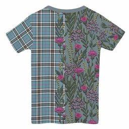 ScotsTee Shop Scottish Thompson (Thomson) Family Crest Tartan T-shirt Scottish Thistle Flower Half Style