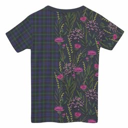 ScotsTee Shop Scottish Sempill (Semple) Family Crest Tartan T-shirt Scottish Thistle Flower Half Style