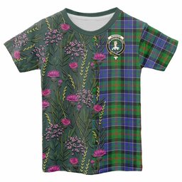 ScotsTee Shop Scottish Paterson Family Crest Tartan T-shirt Scottish Thistle Flower Half Style