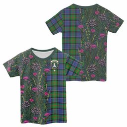 ScotsTee Shop Scottish Paterson Family Crest Tartan T-shirt Scottish Thistle Flower Half Style