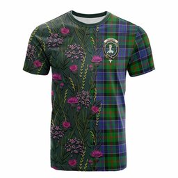 ScotsTee Shop Scottish Paterson Family Crest Tartan T-shirt Scottish Thistle Flower Half Style