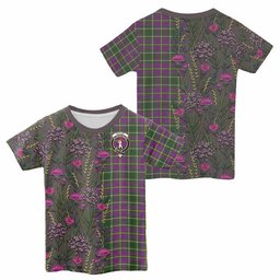 ScotsTee Shop Scottish Taylor (Tailyour) Family Crest Tartan T-shirt Scottish Thistle Flower Half Style