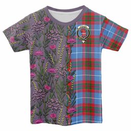 ScotsTee Shop Scottish Pentland Family Crest Tartan T-shirt Scottish Thistle Flower Half Style