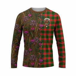 ScotsTee Shop Scottish Pollock Family Crest Tartan T-shirt Scottish Thistle Flower Half Style