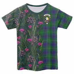 ScotsTee Shop Scottish Oliphant Family Crest Tartan T-shirt Scottish Thistle Flower Half Style