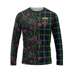 ScotsTee Shop Scottish Sutherland Family Crest Tartan T-shirt Scottish Thistle Flower Half Style
