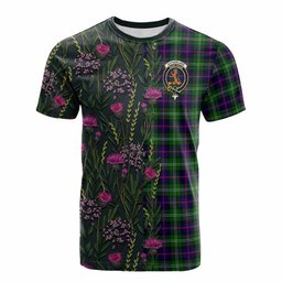 ScotsTee Shop Scottish Sutherland Family Crest Tartan T-shirt Scottish Thistle Flower Half Style