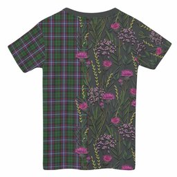 ScotsTee Shop Scottish Russell Family Crest Tartan T-shirt Scottish Thistle Flower Half Style