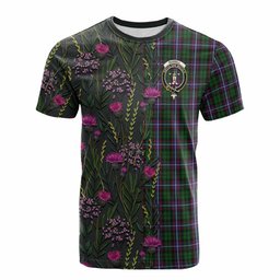 ScotsTee Shop Scottish Russell Family Crest Tartan T-shirt Scottish Thistle Flower Half Style