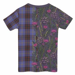 ScotsTee Shop Scottish Rutherford Family Crest Tartan T-shirt Scottish Thistle Flower Half Style