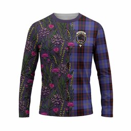 ScotsTee Shop Scottish Rutherford Family Crest Tartan T-shirt Scottish Thistle Flower Half Style