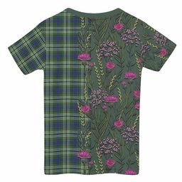 ScotsTee Shop Scottish Swinton Family Crest Tartan T-shirt Scottish Thistle Flower Half Style