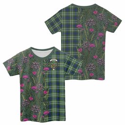 ScotsTee Shop Scottish Swinton Family Crest Tartan T-shirt Scottish Thistle Flower Half Style