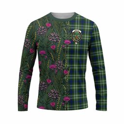 ScotsTee Shop Scottish Swinton Family Crest Tartan T-shirt Scottish Thistle Flower Half Style