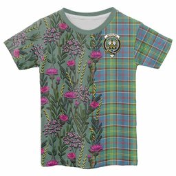 ScotsTee Shop Scottish Whitelaw Family Crest Tartan T-shirt Scottish Thistle Flower Half Style